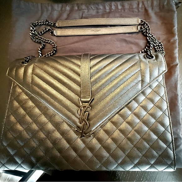 Saint Laurent ‘Large Monogram' Chevron Quilted Leather Shoulder Bag - Picture 2 of 11